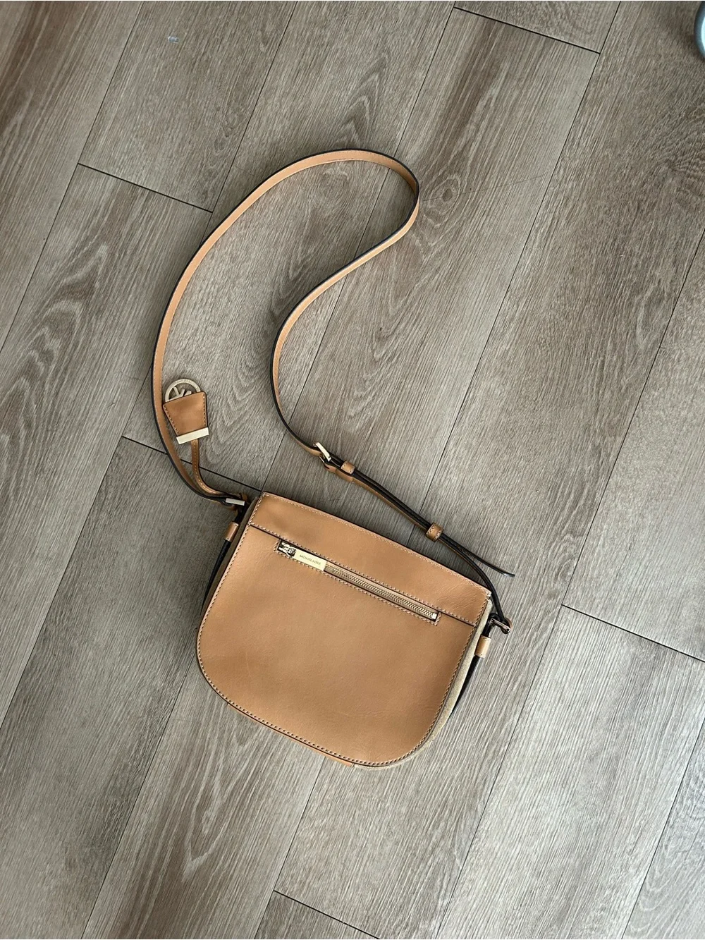 Classic Brown Suede Crossbody Bag with Tan Trim
